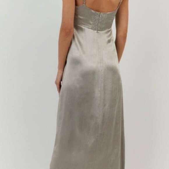Dissh Dress Gigi Pewter Satin Maxi Dress - Picture 3 of 6